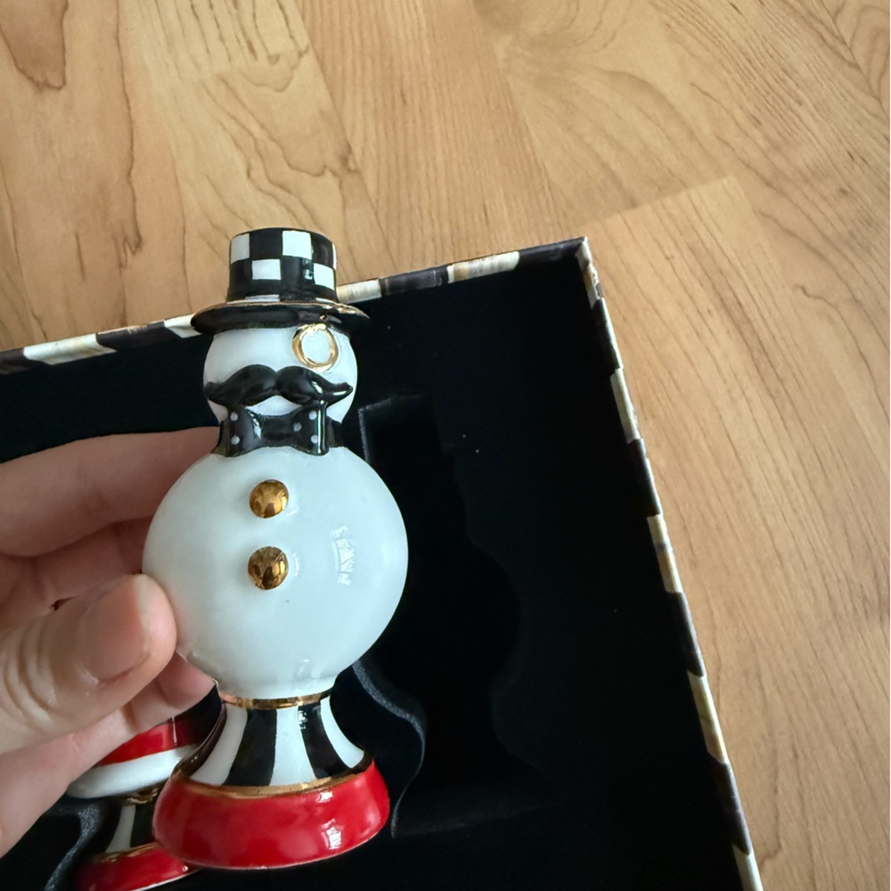 Mackenzie-Childs Salt & Pepper Shaker Santa & Snowman - Picture 8 of 8